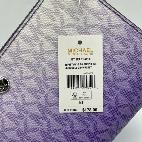 MICHAEL KORS Jet Set Large Ombré Signature Logo Double Zip Wristlet Phone Holder - Picture 14 of 16